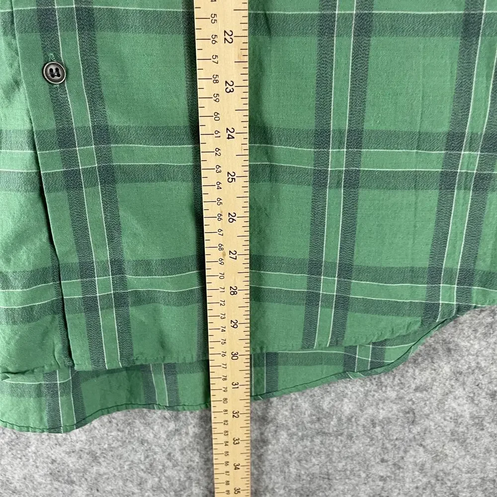 Vintage‎ Levis Silver Label Shirt Mens Medium Green Plaid Long Sleeve Pockets